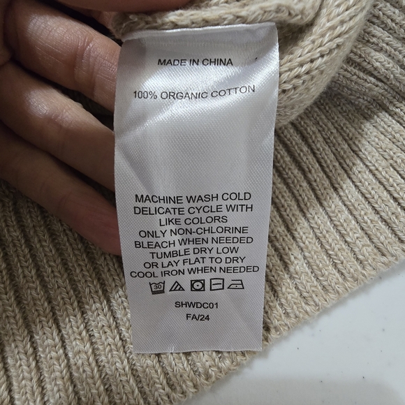 Quince 100% Organic Cotton Cropped Cardigan Cement Marl Women's Medium - Picture 10 of 11